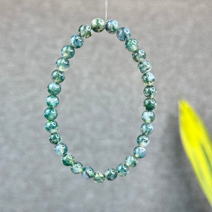 Natural Moss Agate Bracelet Size 6.5 mm