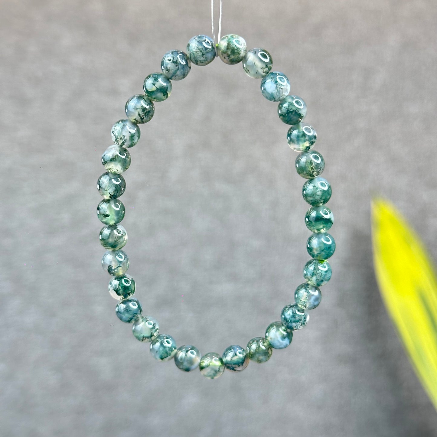 Natural Moss Agate Bracelet Size 6.5 mm