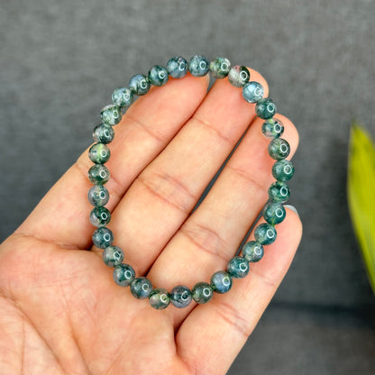 Natural Moss Agate Bracelet Size 6.5 mm