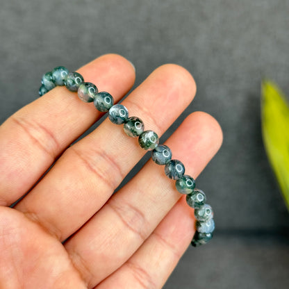 Natural Moss Agate Bracelet Size 6.5 mm