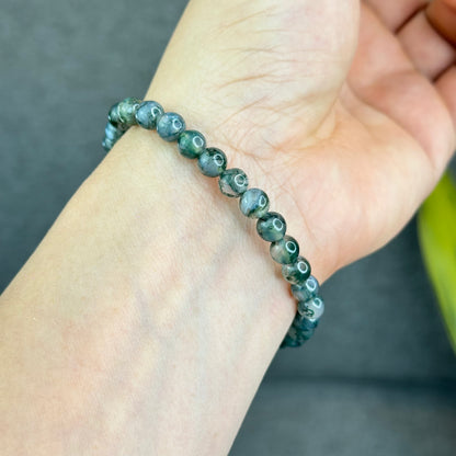 Natural Moss Agate Bracelet Size 6.5 mm