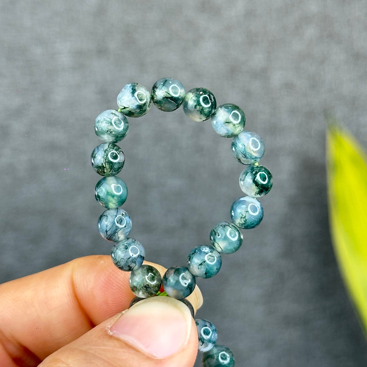 Natural Moss Agate Bracelet Size 6.5 mm