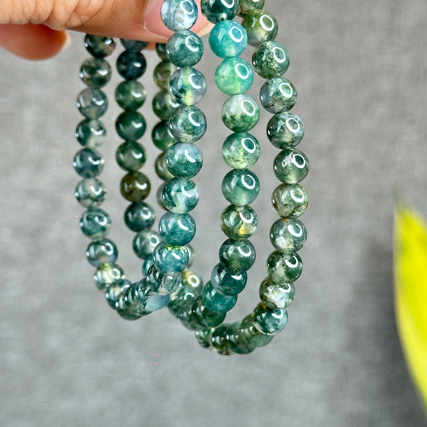Natural Moss Agate Bracelet Size 6.5 mm