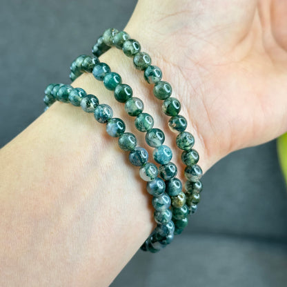 Natural Moss Agate Bracelet Size 6.5 mm