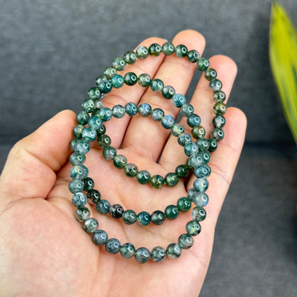 Natural Moss Agate Bracelet Size 6.5 mm