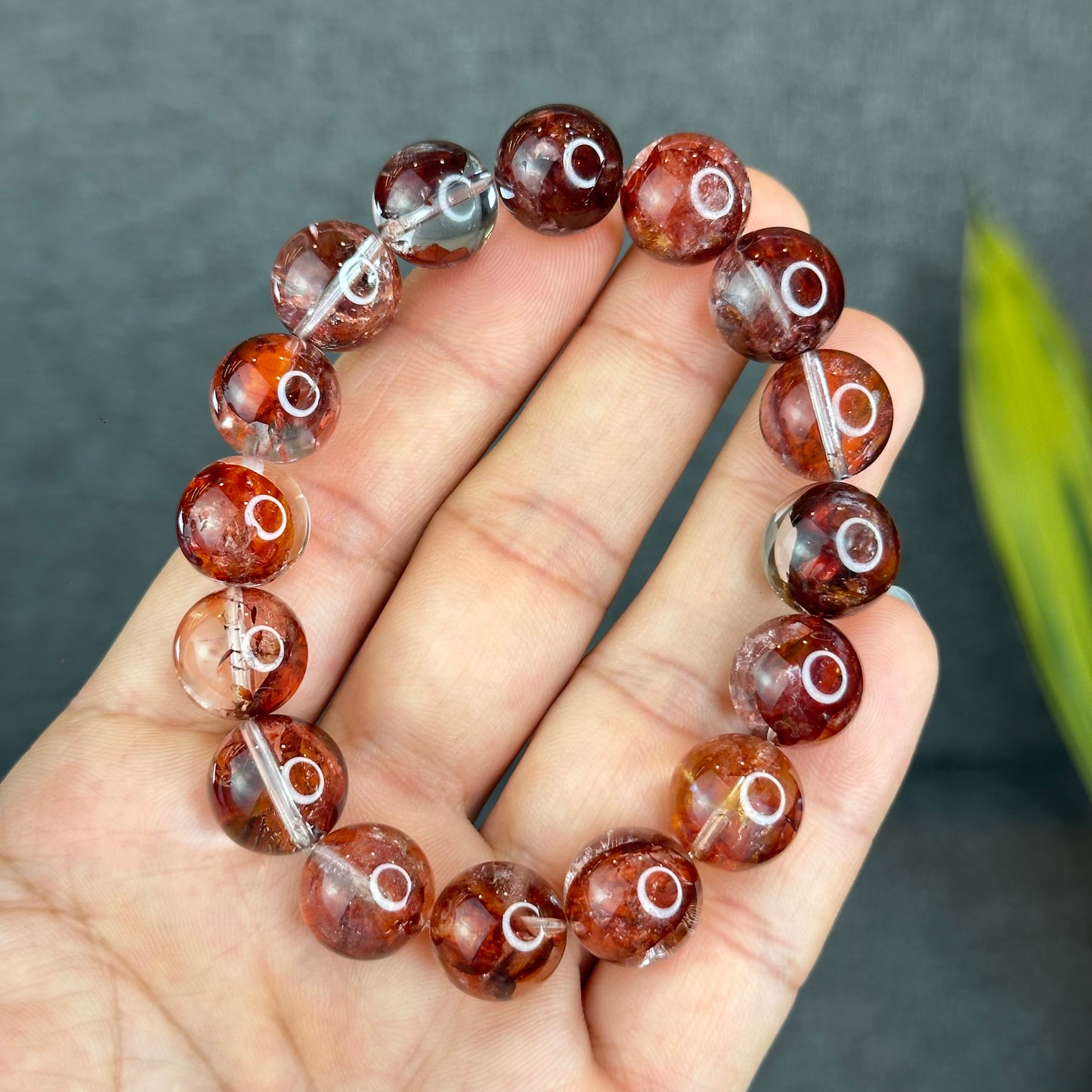Natural Fire Quartz Bracelet Size 13 mm - High Quality
