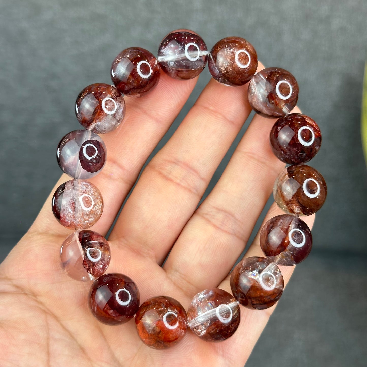 Natural Fire Quartz Bracelet Size 15 mm - High Quality