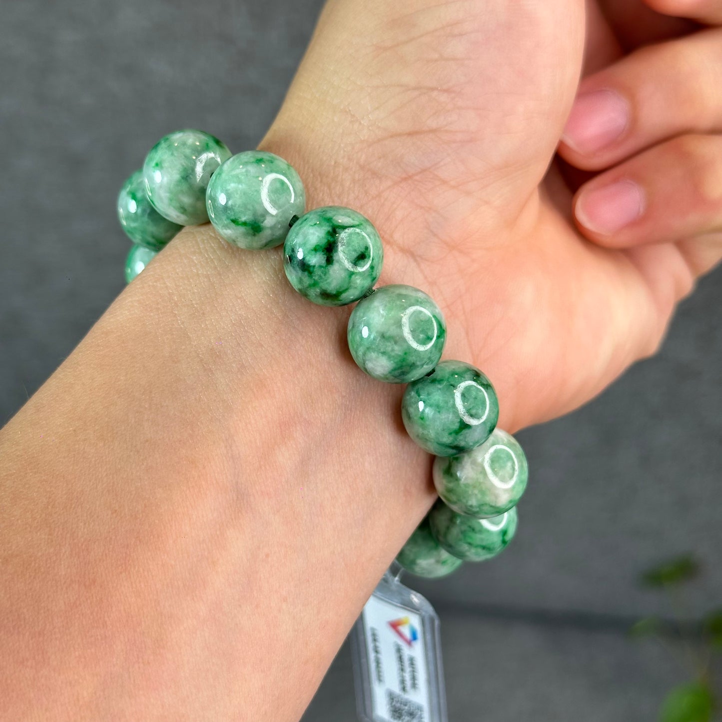 Natural Apple Green Jadeite Jade VIP Bracelet Size 13.7 mm