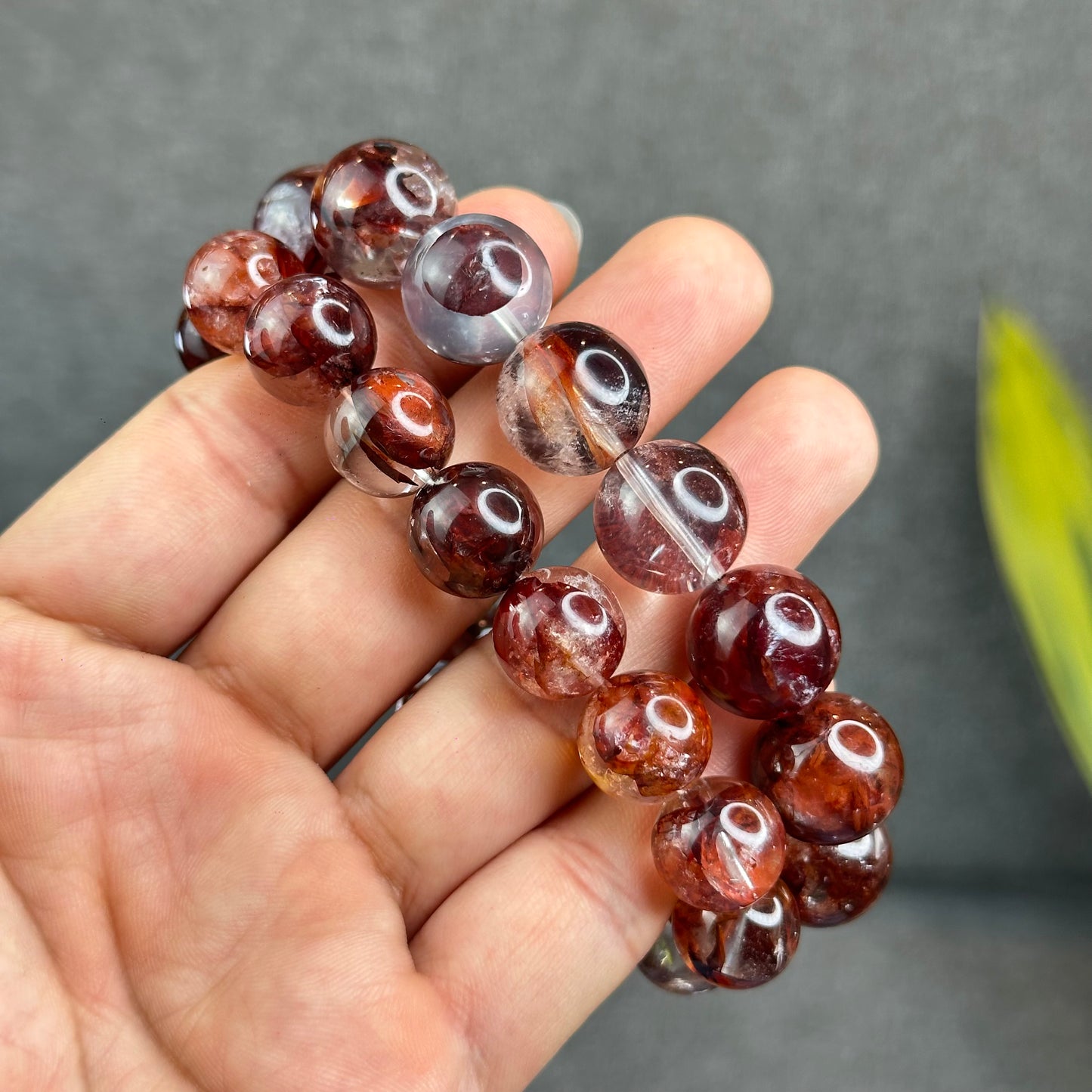 Natural Fire Quartz Bracelet Size 15 mm - High Quality