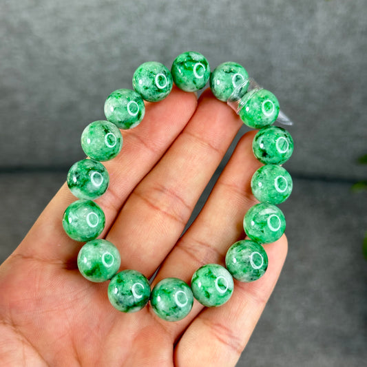 Natural Apple Green Jadeite Jade VIP Bracelet Size 12 mm