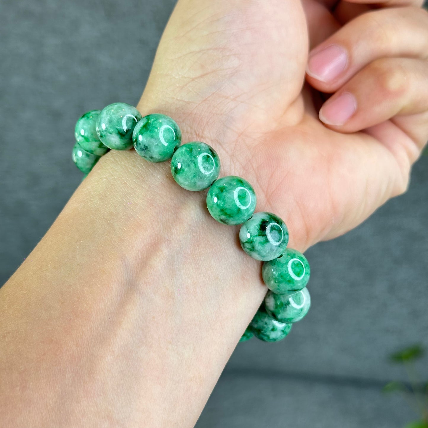 Natural Apple Green Jadeite Jade VIP Bracelet Size 12 mm