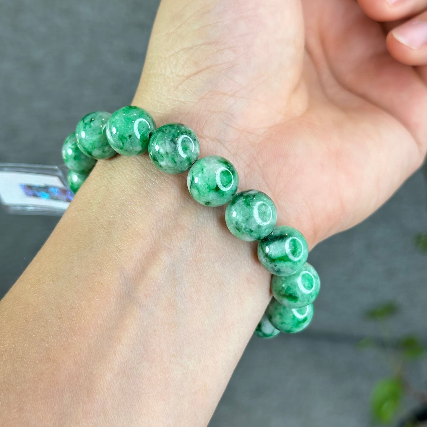 Natural Apple Green Jadeite Jade VIP Bracelet Size 12 mm