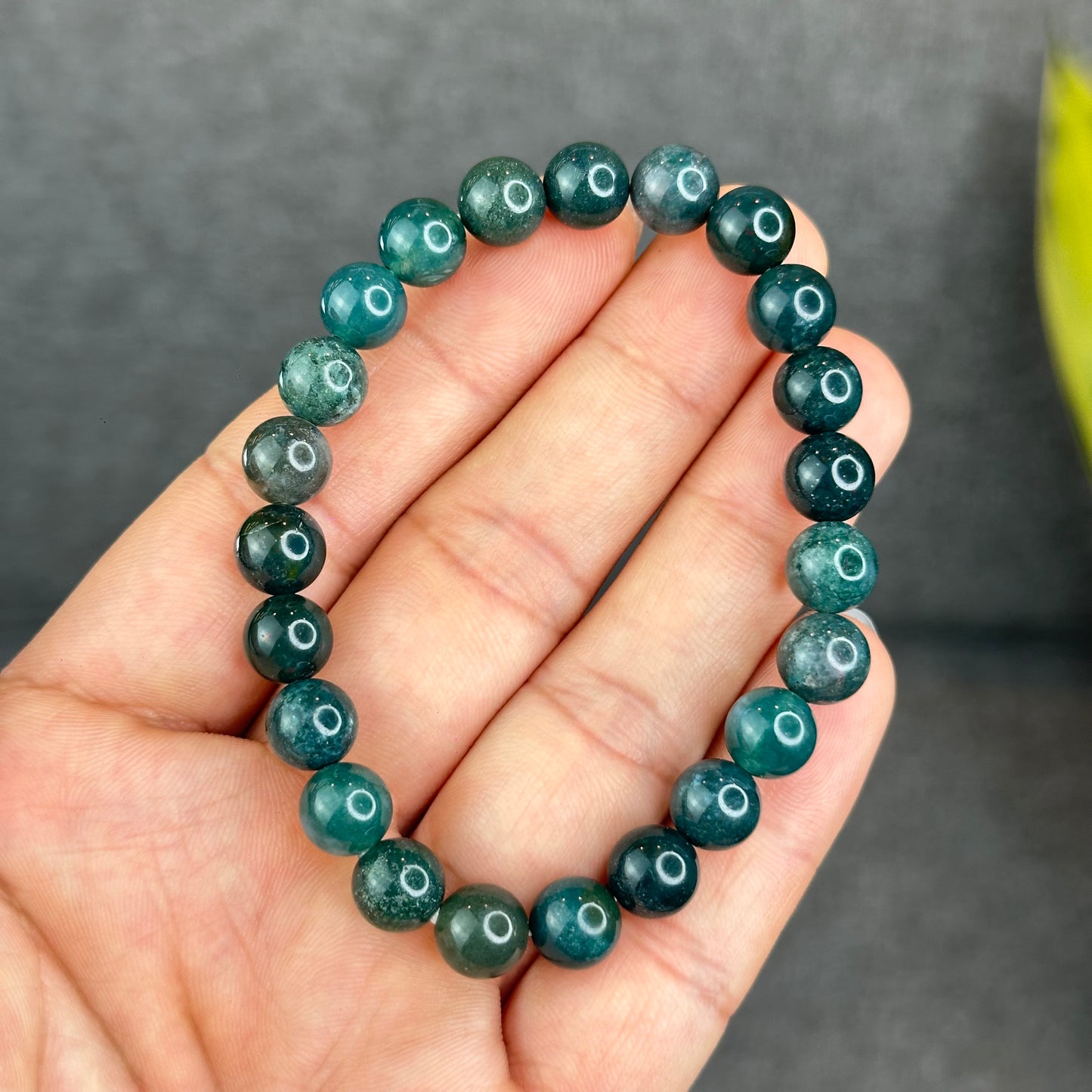 Natural Moss Agate Bracelet Size 8 mm