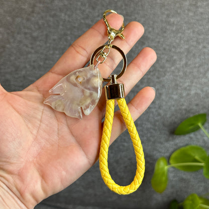 Floral Agate Fish Key Chain