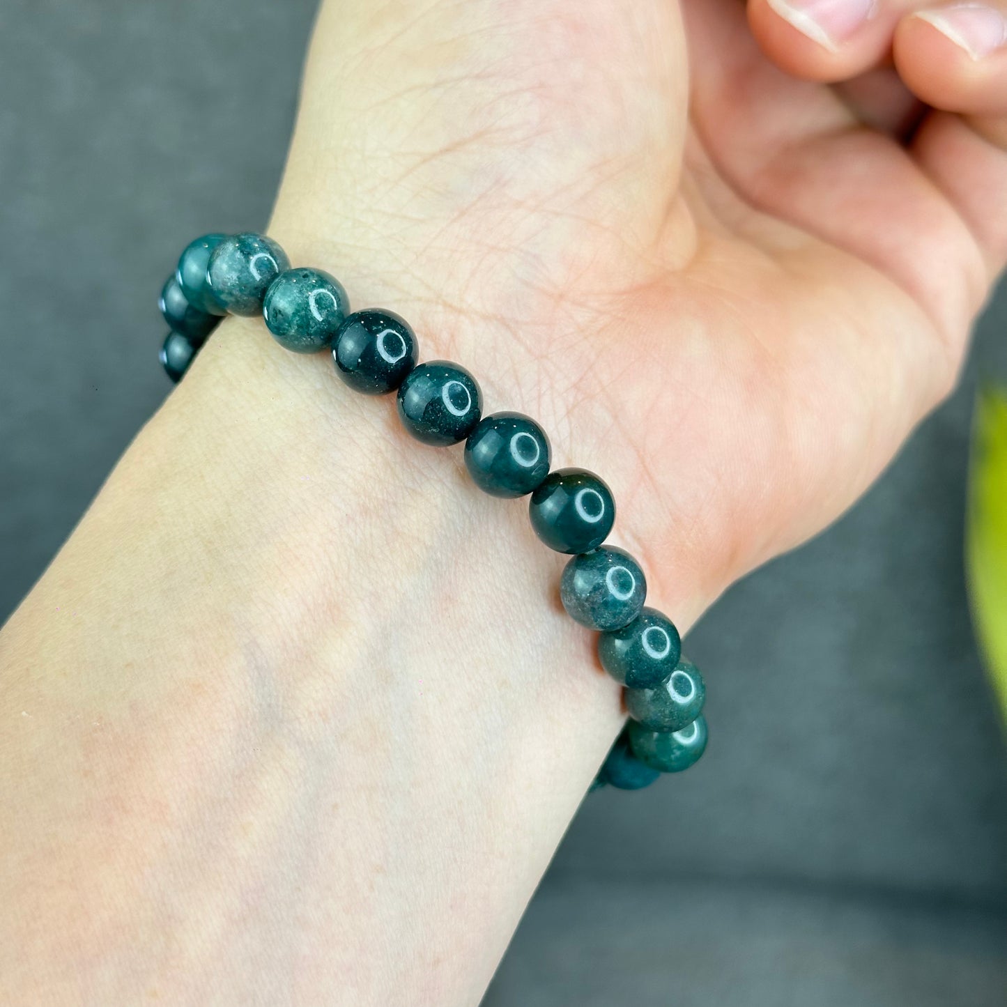 Natural Moss Agate Bracelet Size 8 mm