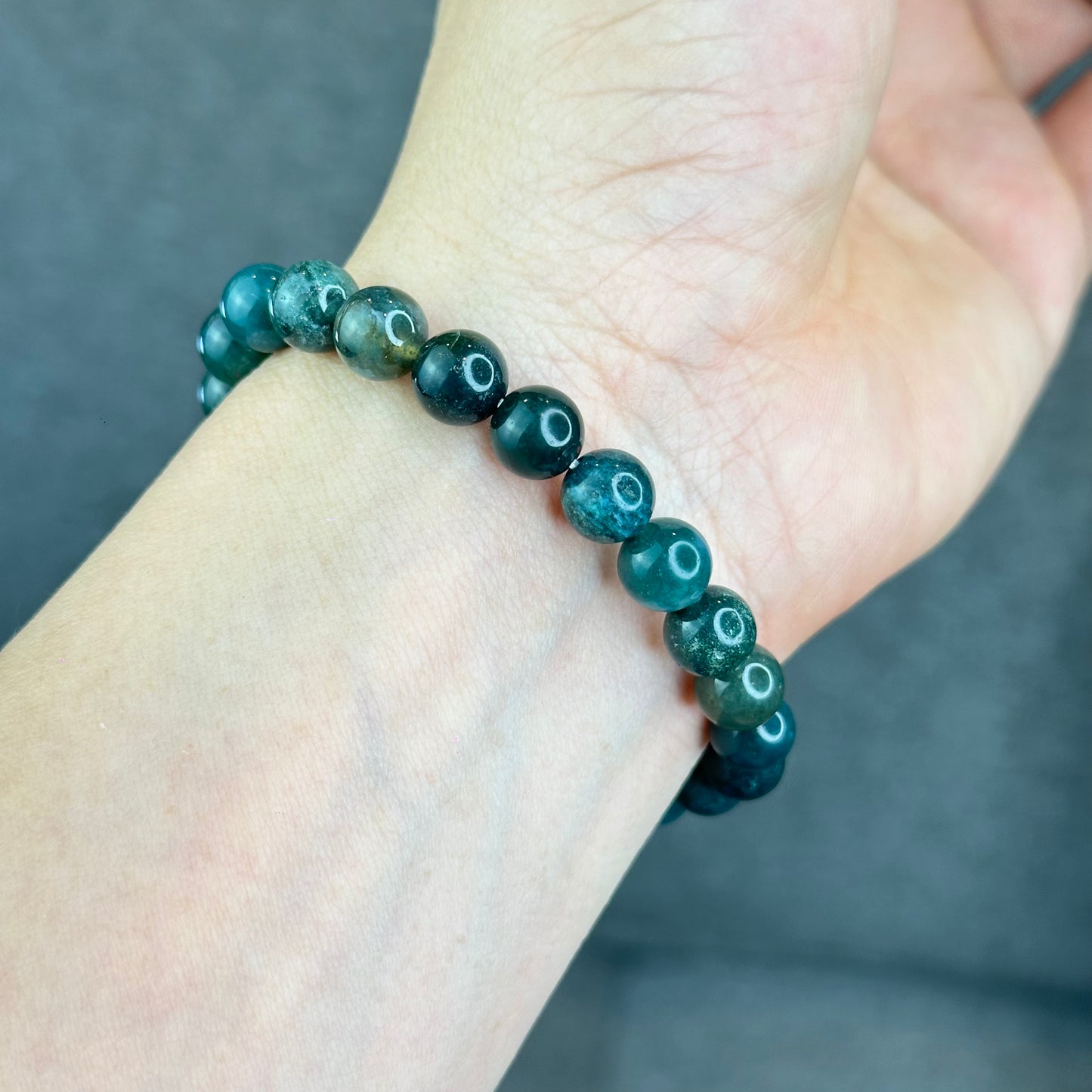 Natural Moss Agate Bracelet Size 8 mm