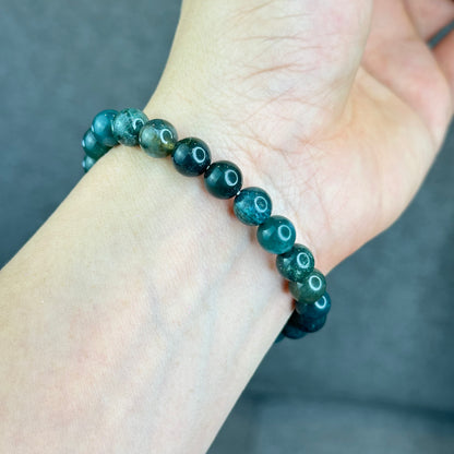 Natural Moss Agate Bracelet Size 8 mm
