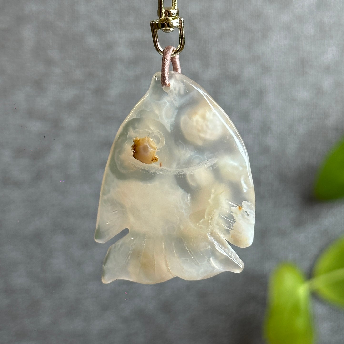 Floral Agate Fish Key Chain