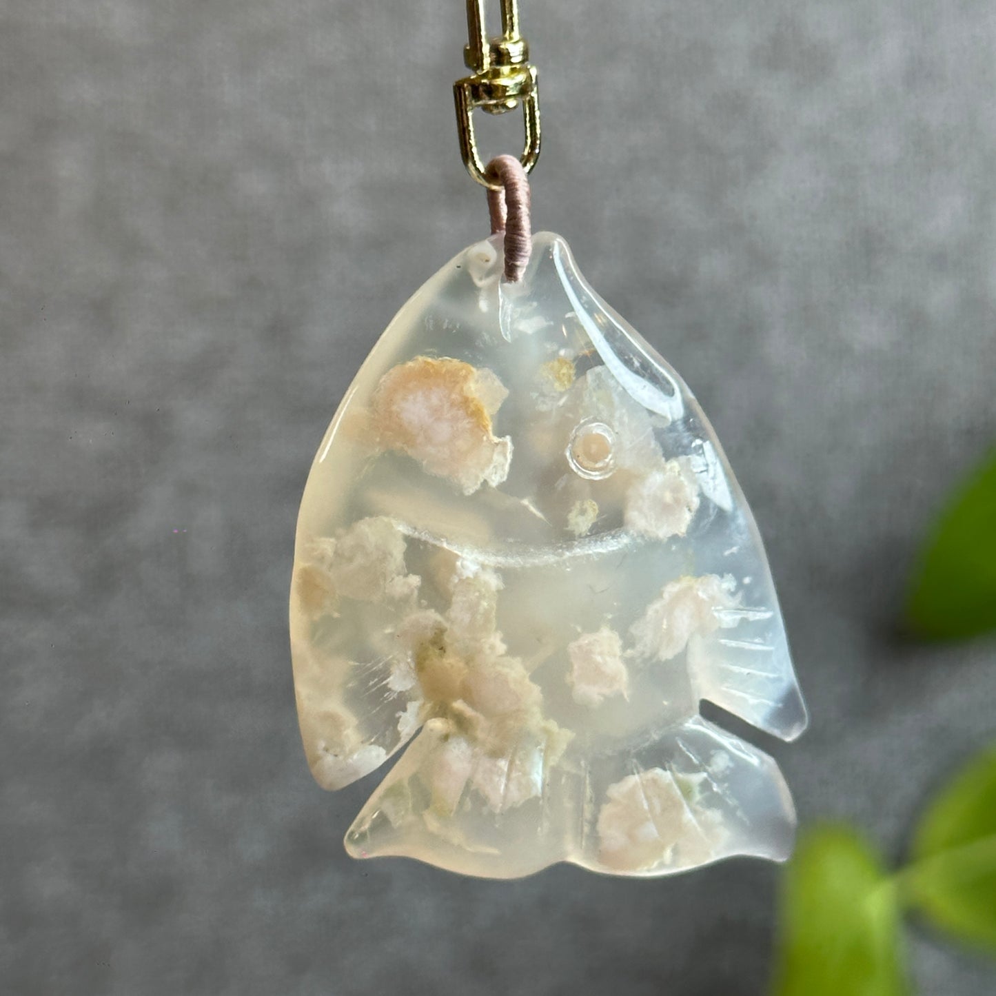 Floral Agate Fish Key Chain