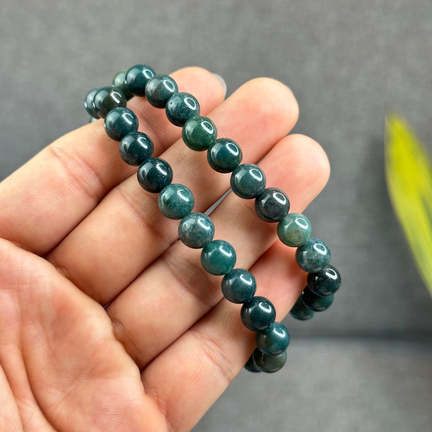 Natural Moss Agate Bracelet Size 8 mm