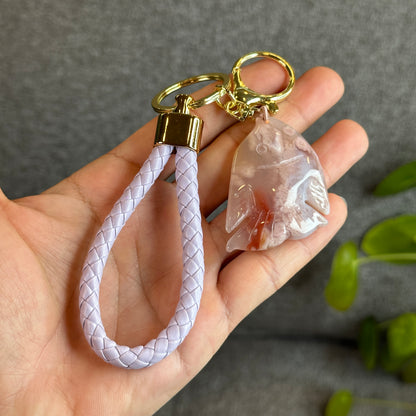 Floral Agate Fish Key Chain