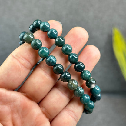 Natural Moss Agate Bracelet Size 8 mm