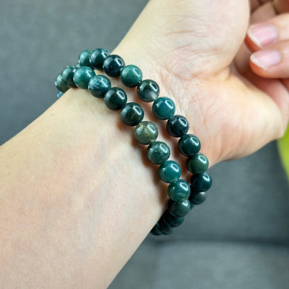 Natural Moss Agate Bracelet Size 8 mm