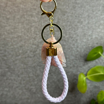 Floral Agate Fish Key Chain