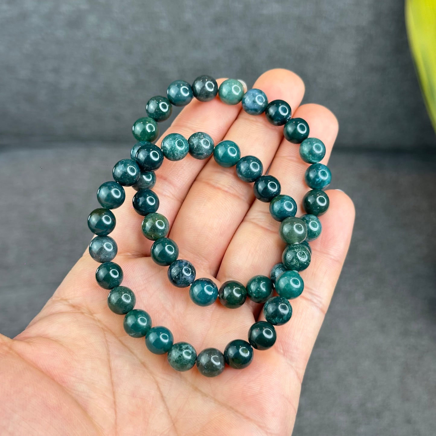 Natural Moss Agate Bracelet Size 8 mm