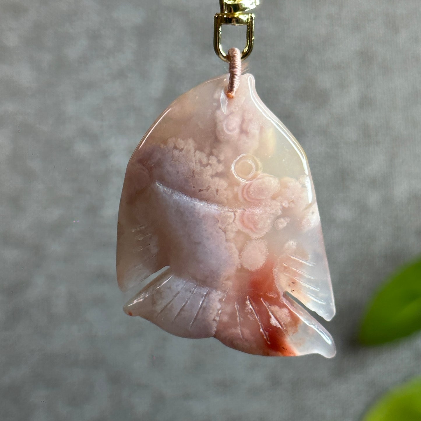 Floral Agate Fish Key Chain