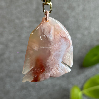 Floral Agate Fish Key Chain