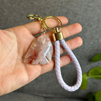 Floral Agate Fish Key Chain