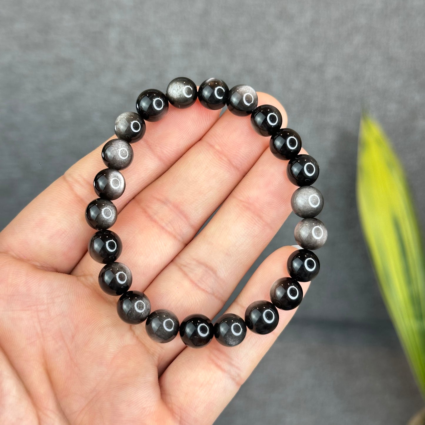 Natural Silver Obsidian VIP Bracelet Size 8 mm