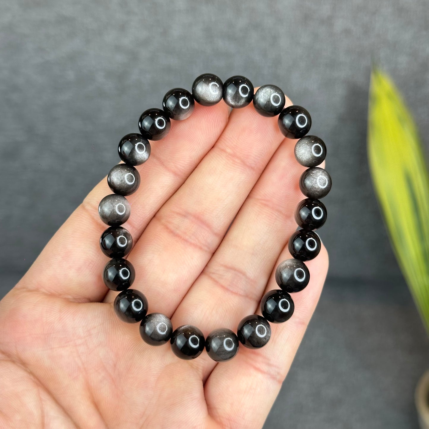 Natural Silver Obsidian VIP Bracelet Size 8 mm