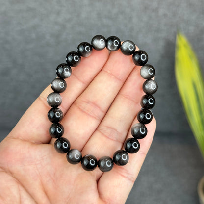 Natural Silver Obsidian VIP Bracelet Size 8 mm