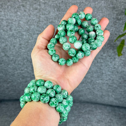 Natural Apple Green Jadeite Jade VIP Bracelet Size 12 mm