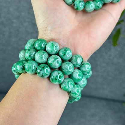 Natural Apple Green Jadeite Jade VIP Bracelet Size 12 mm