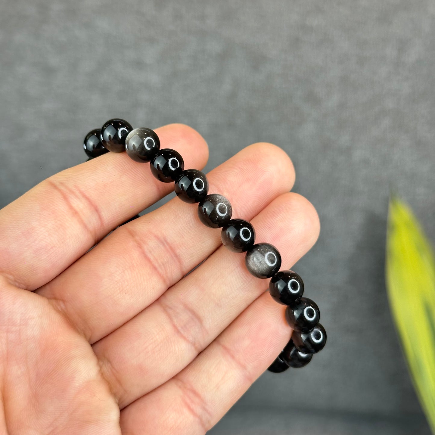 Natural Silver Obsidian VIP Bracelet Size 8 mm