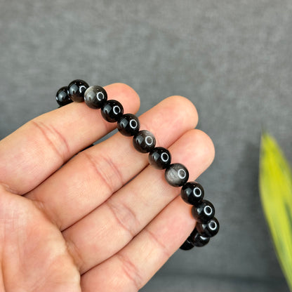 Natural Silver Obsidian VIP Bracelet Size 8 mm