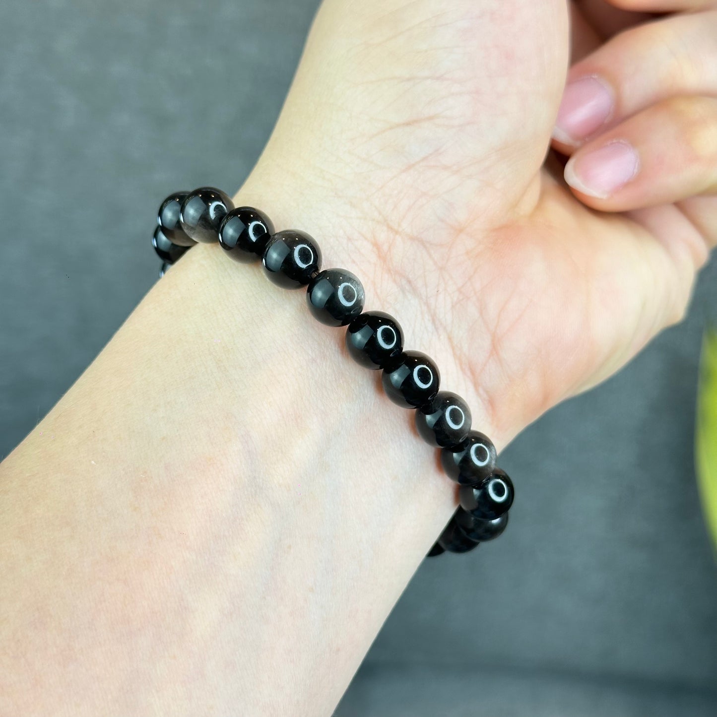 Natural Silver Obsidian VIP Bracelet Size 8 mm