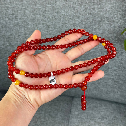 Natural Red Agate Triple Wrap Bracelet Size 8 mm