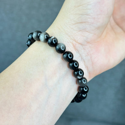 Natural Silver Obsidian VIP Bracelet Size 8 mm