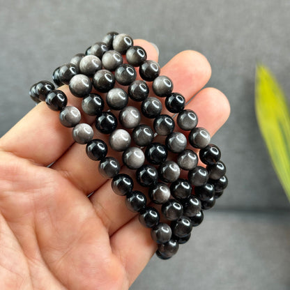 Natural Silver Obsidian VIP Bracelet Size 8 mm
