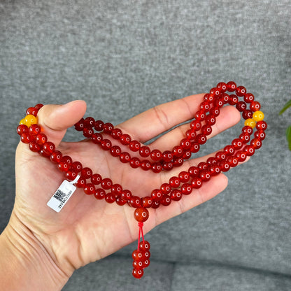 Natural Red Agate Triple Wrap Bracelet Size 8 mm