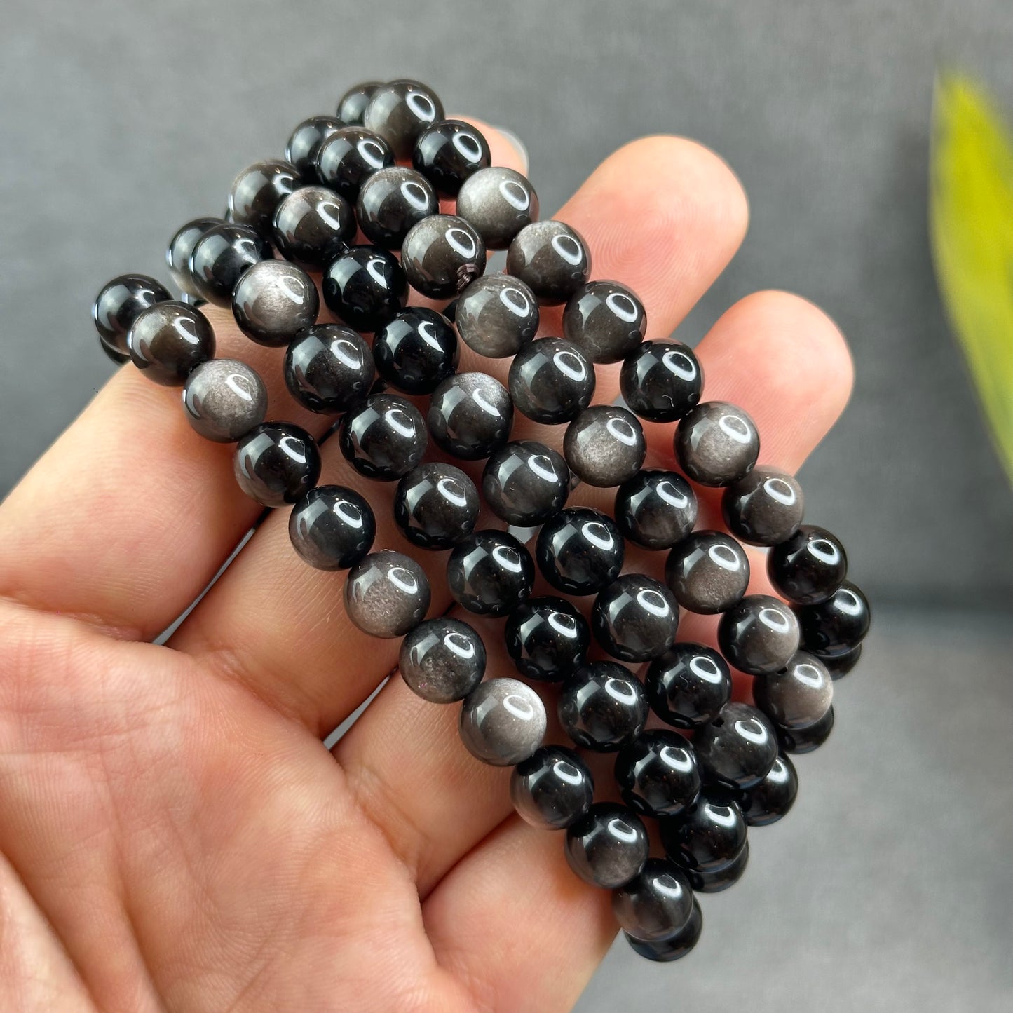 Natural Silver Obsidian VIP Bracelet Size 8 mm