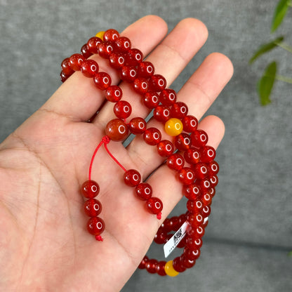 Natural Red Agate Triple Wrap Bracelet Size 8 mm