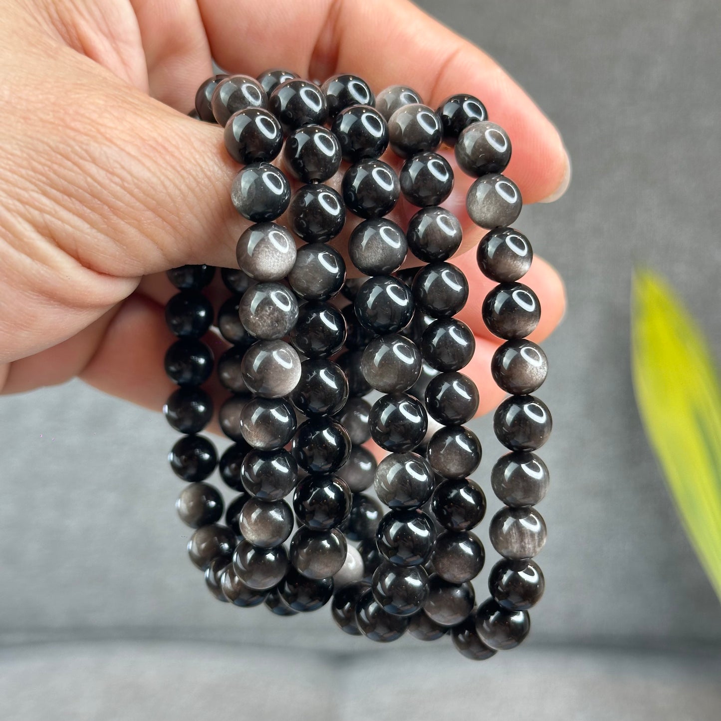 Natural Silver Obsidian VIP Bracelet Size 8 mm