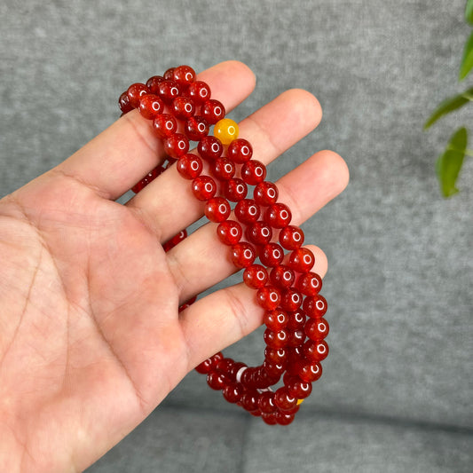 Natural Red Agate Triple Wrap Bracelet Size 8 mm