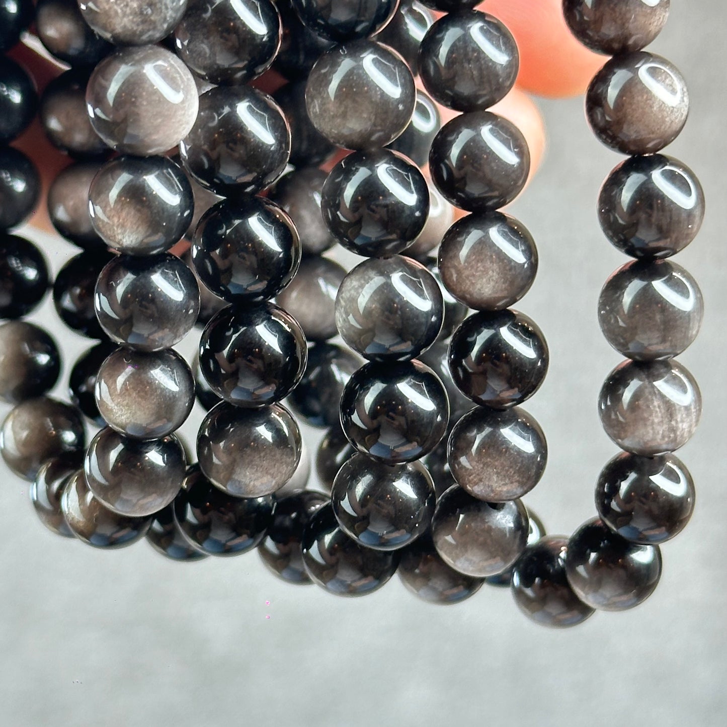 Natural Silver Obsidian VIP Bracelet Size 8 mm