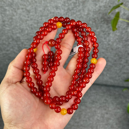 Natural Red Agate Triple Wrap Bracelet Size 8 mm
